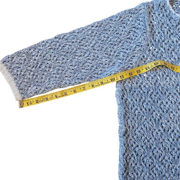 Norton McNaughton Blue and White Crochet Knit sweater Size L - Picture 6 of 7